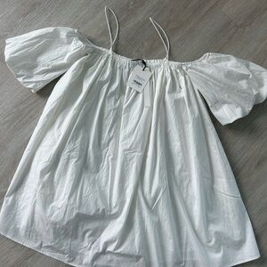 Friend of Andrey women’s mini dress size 6 White Off-Shoulder babydoll NWT